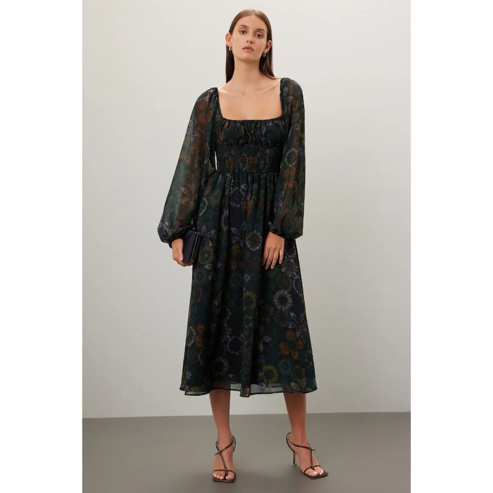 Slate & Willow Square Neck Printed Midi Dress